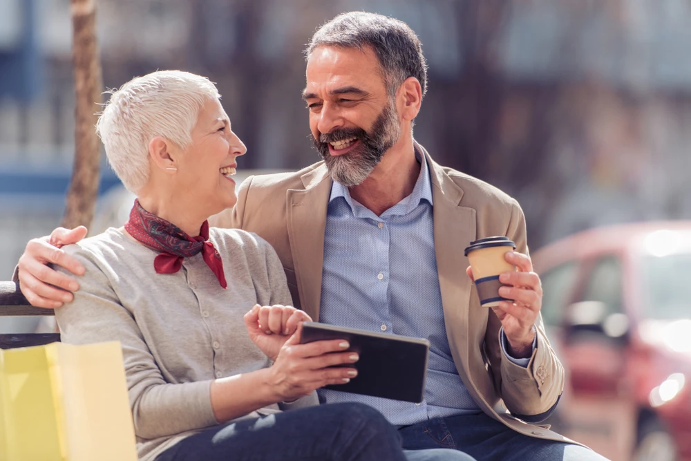 Older couple on a coffee date